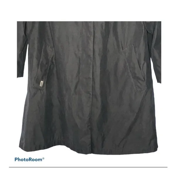 London Fog Black Waterproof Trench Coat M Classic Mid Length Quiet Luxury Office - Image 10
