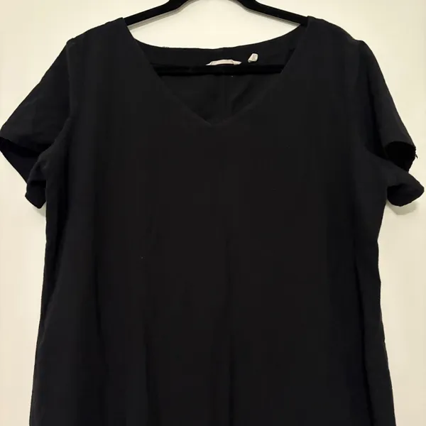 Soft Surroundings Black V-Neck Short Sleeve Maxi Dress with Pockets XL‎ Tall - Image 2