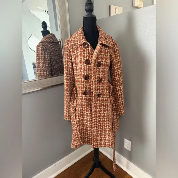 Available Houndstooth Academia Old Money Pea Coat Size Medium. - Image 3