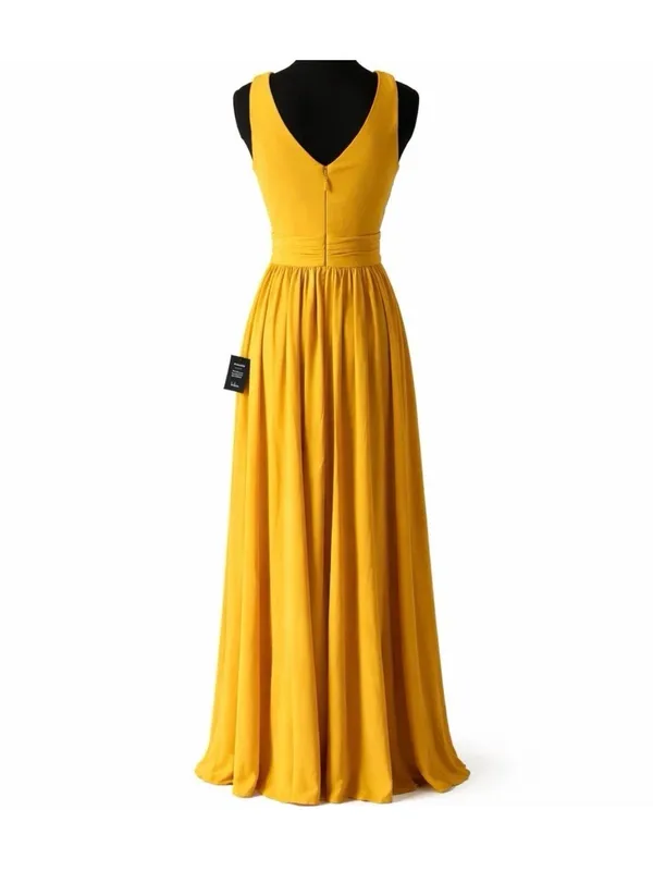 Lulu's Mustard Yellow Sleeveless V‑Neck Maxi Dress Size XS - Image 2