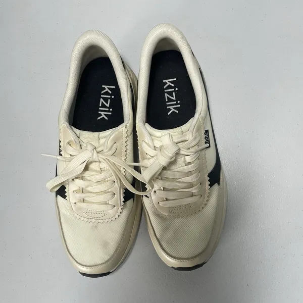 Kizik Paris Hands-Free Step In Sneakers Shoes Cream Black Women's Size 8 - Image 8