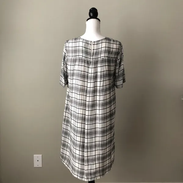LOFT | Plaid Lace Applique Swing Dress Sz M - Image 5