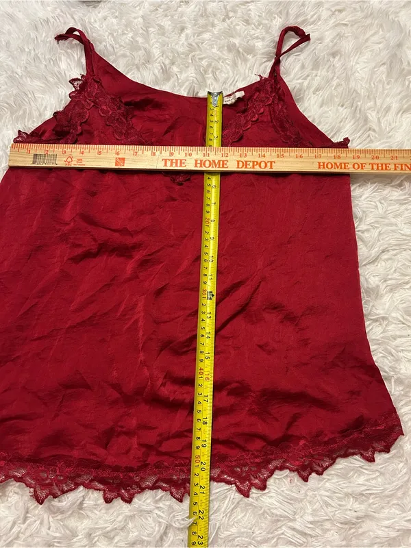 Entro deep red satiny lace trim camisole cami woman’s large - Image 6