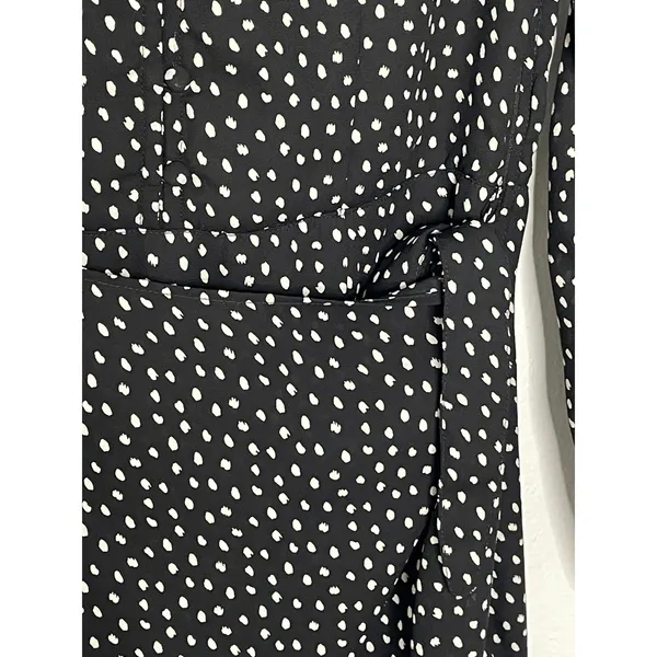 Abercrombie Black Polka Dot Faux Wrap Dress Button Front S - Image 6