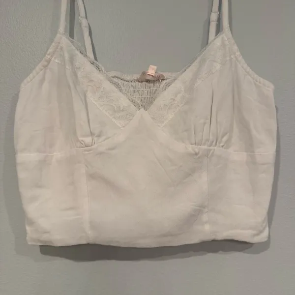 White Lace Bralette Crop Cami Top Size M - Image 2