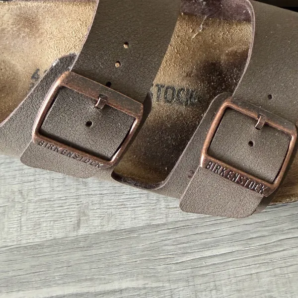 Birkenstock Arizona Sandals Brown Leather Buckle Comfort Size 40 - Image 3