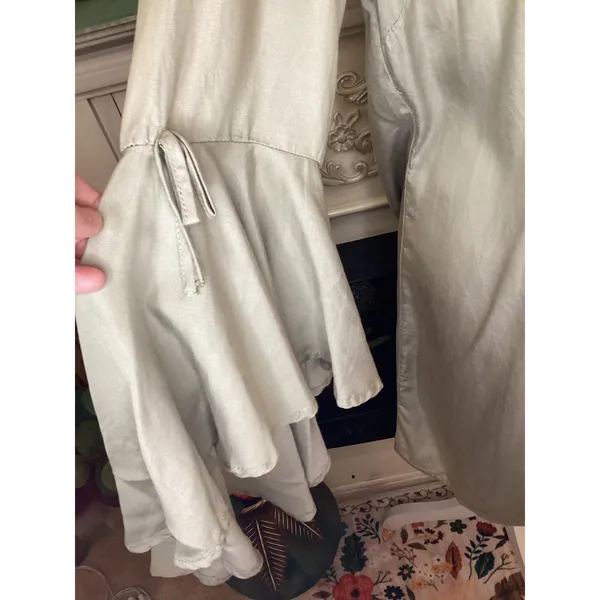 HOPE & HARLOW Women's Dress Size 10 Drab‎ Chino V Neck Ruffle Bell Sleeve - Image 2