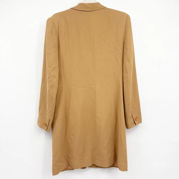 Neiman Marcus Womens Camel Tan Wool Blend Longline Vintage 90s Blazer Size 12 - Image 9