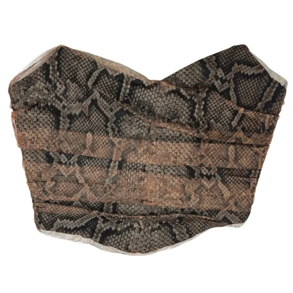 Zara Brown Snake Animal Print Sweetheart Strapless Mesh Tube Crop Top Size XS - Image 4