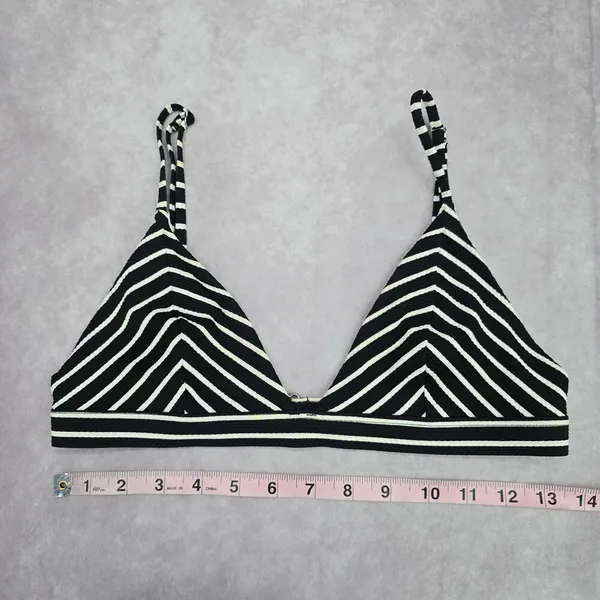 Black White Stripe Triangle Adjustable Hook Bikini Top‎ Swimwear Medium - Image 5