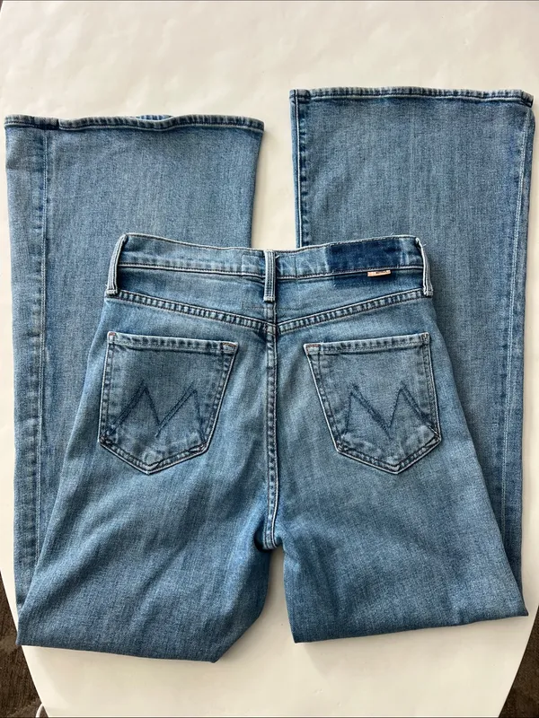 MOTHER SUPERIOR The Fly Cut Tomcat Roller in Crashing Blue Wide Leg Jeans 26 - Image 6