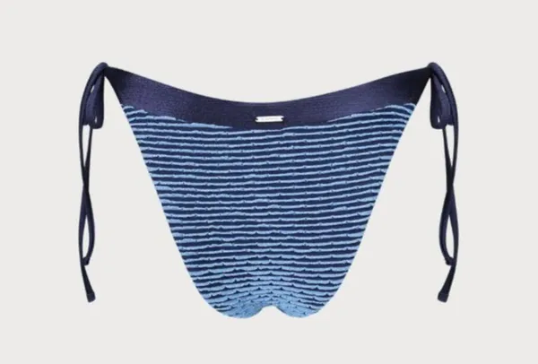 BERLOOK Textured Frill Tie Bikini Bottom ONLY 50 Blue Size M - Image 9