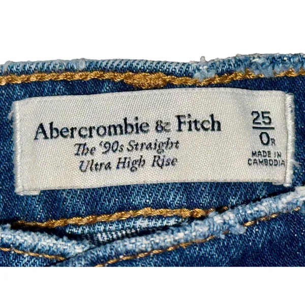 Abercrombie & Fitch The ’90s Straight Ultra High Rise Blue Denim Jeans Size 25 0 - Image 3