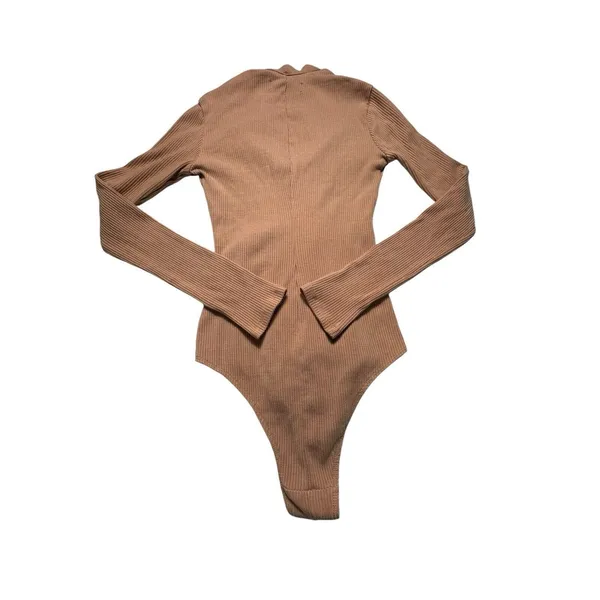 Reformation Size Small Ribbed Tie Neck Covered Back Brown‎ Bodysuit #Z4-5 - Image 6
