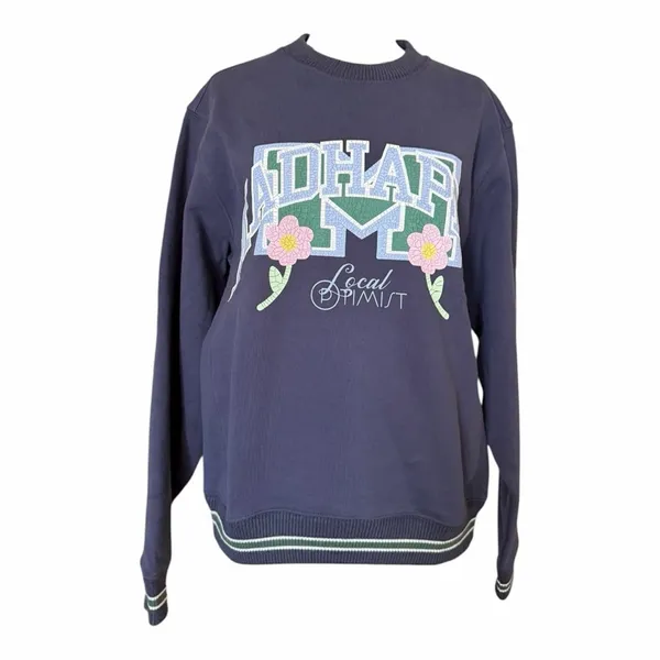 Madhappy Blizzard Graphic Logo Crewneck Sweatshirt Navy XS NWT Streetwear - Image 2