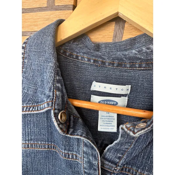 Old‎ Navy Denim Stretch Button Front Tank Dress Size 14 - Image 6