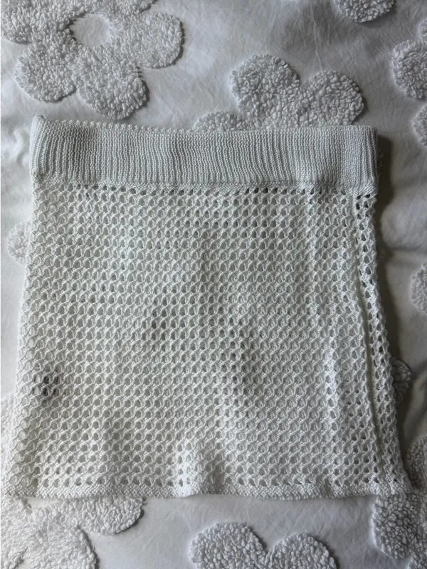 White Crochet Knit Mini Skirt - Image 3
