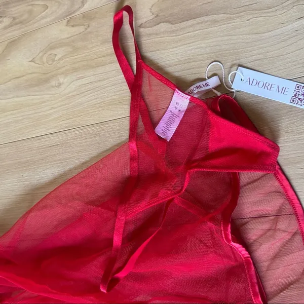 Adore Me Red Mesh Chemise with Satin Bow - Image 5