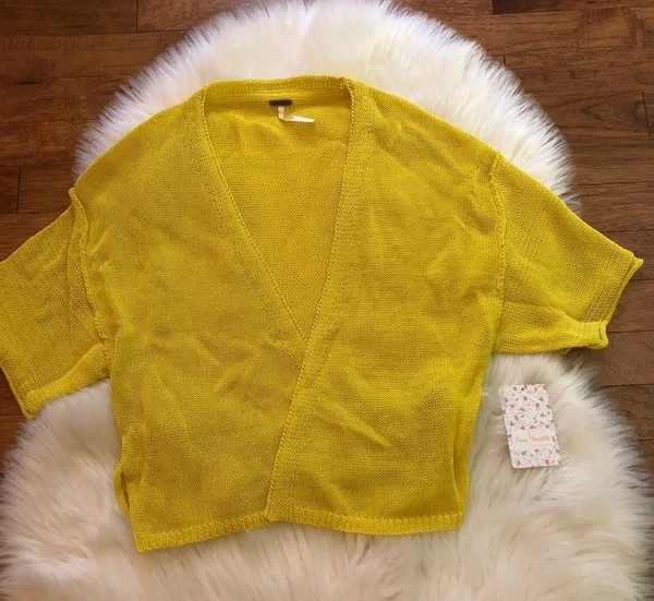 Free People Oh Hello Yellow Cardigan Sweater - Image 9