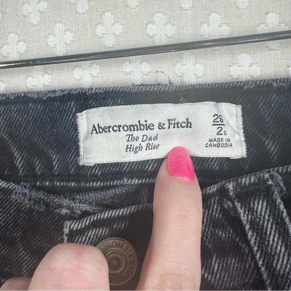 Abercrombie Fitch‎ Women Jeans Sz 2 Short Black High Rise The Dad Denim Classic - Image 6