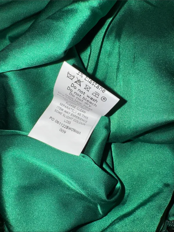 NEW HOUSE OF CB Belle Pine Green Sequin Open Back Long Sleeve Dress sz XS - Image 6