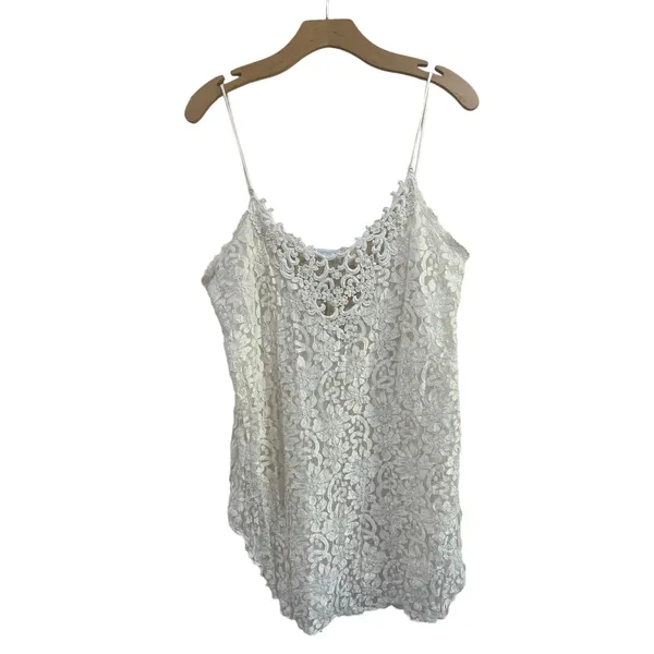 Hector Nicole White‎ Lace Mini Dress Sheer Crochet Slip Boho Size S - Image 3