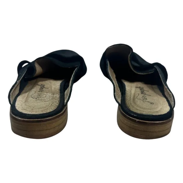 Free People At Ease Snakeskin Embossed Loafer Mules Black Boho Chic Size 37 - Image 4
