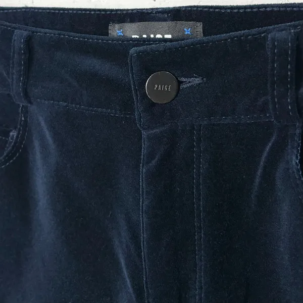Paige High Rise Bootcut Pants Zip Fly & Button Closure Deep Navy Velvet Size 27 - Image 13