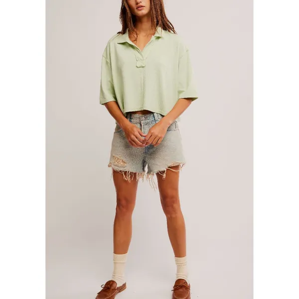 Free People Light Green Short Sleeve Tee - Image 2