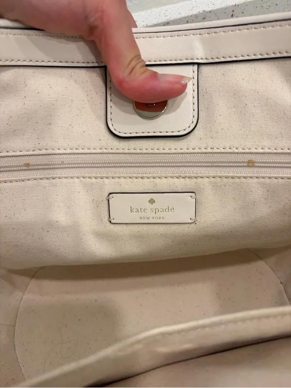 kate spade new york Cruise Women's Medium Striped Straw Tote Bag - Parchment EUC - Image 7