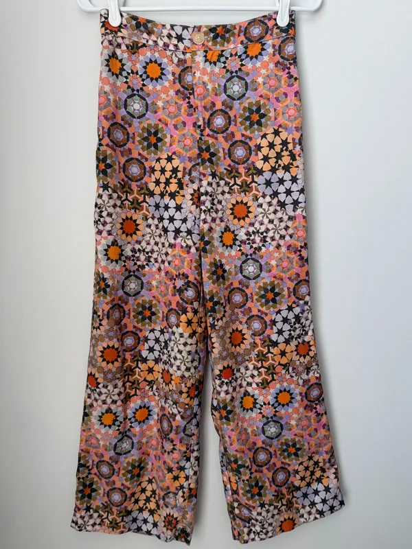 Anthropologie Geometric Straight Wide Leg High Rise Pant Size 2 - Image 5