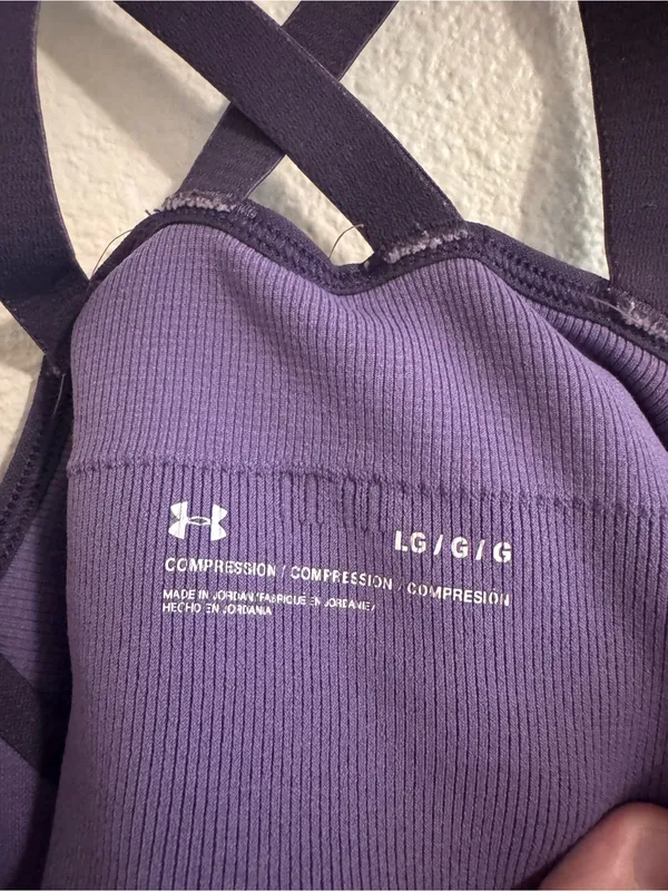 Under Armour Purple Strappy V‑Neck Longline Sports Bra - Image 2