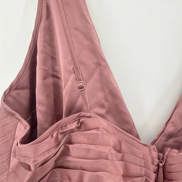 NWT Abercrombie‎ & Fitch Giselle Mauve Satin Pleated Mini Dress Large Petite - Image 6