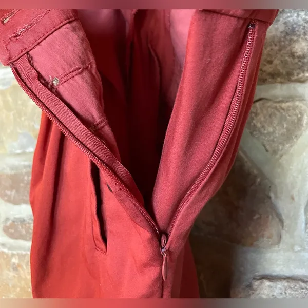 LOFT Wide Leg Pants in Rust Red - Image 4