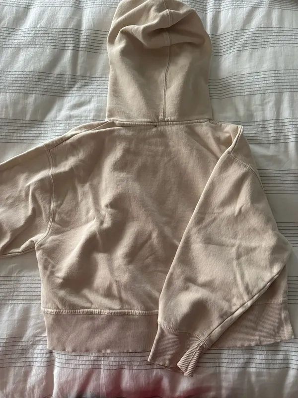 ZARA Cropped Hoodie Cream - Image 2