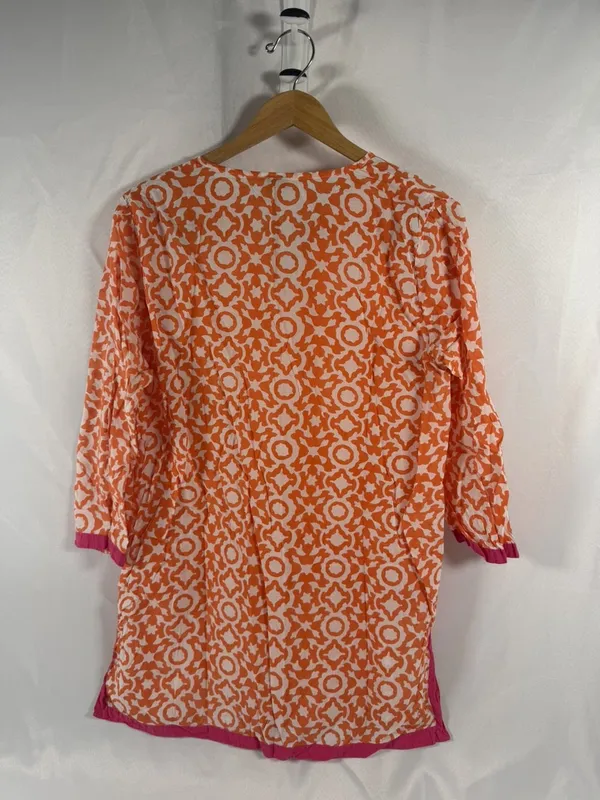 Roller Rabbit Geometric Block-Print Cotton Kurta Tunic XL - Image 2