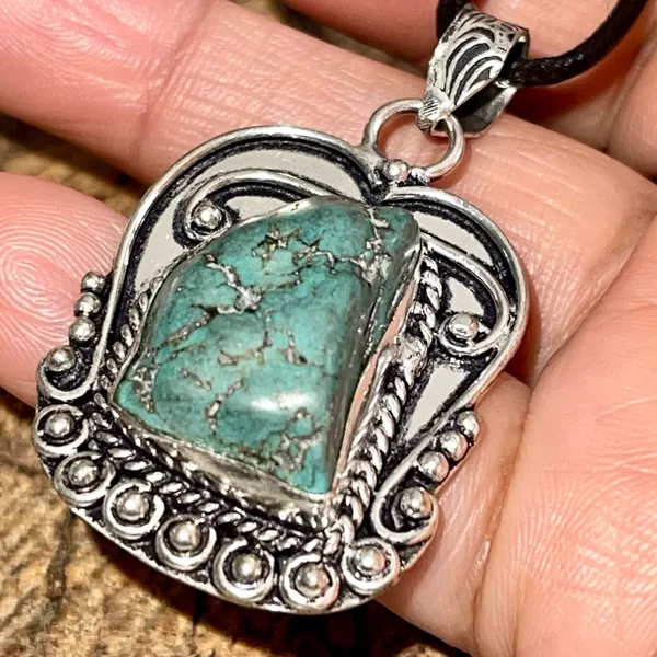 Blister Stabilized Turquoise Pendant 2” Blue - Image 2