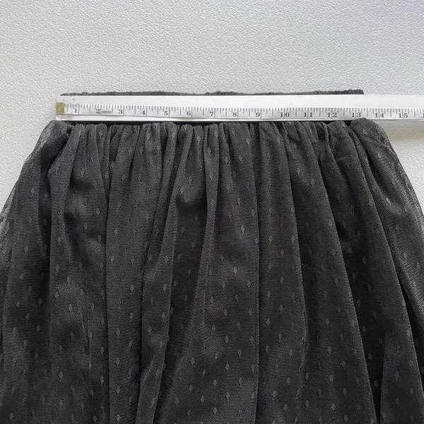 FOREVER 21 Womens M Pull On Mesh Party Skirt Black Lined Embroidered Dots - Image 4