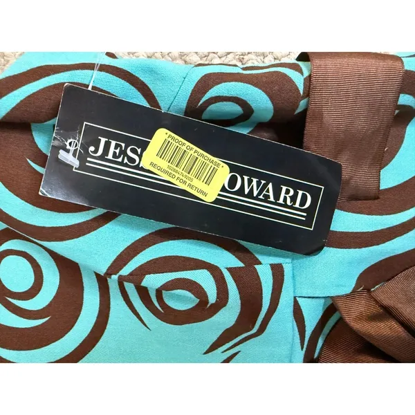 Y2K 2000s Turquoise Brown Swirl A-Line Dress Jessica Howard NWT 10 - Image 7