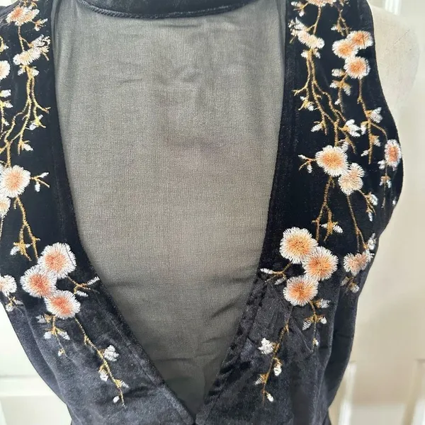 Sugar Lips Rebekah velvet sleeveless embroidered top - Image 4