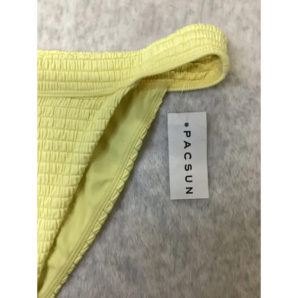 PacSun Swim Eco Yellow Smocked High‎ Cut Bikini Bottoms Small NWT - Image 2