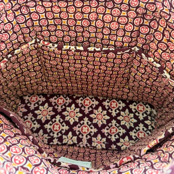 Vera Bradley Burgundy Tote Bag Quilted Cotton Large Shoulder Bag Retired 2006 - Image 3