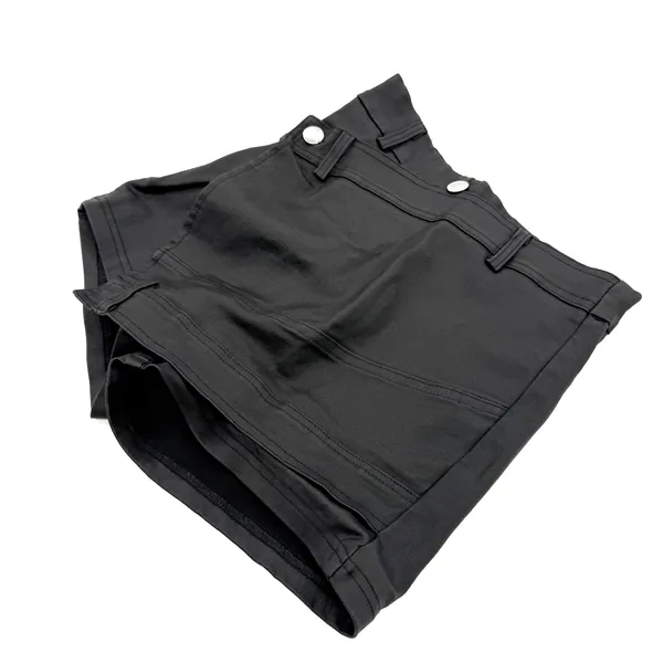 High Waist Denim Shorts High Rise Jeans Shorts Skort Pants Summer Faux Leather - Image 4