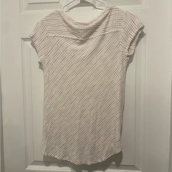 Maeve from Anthropologie White and Rainbow Striped Shirt Size Small. - Image 5