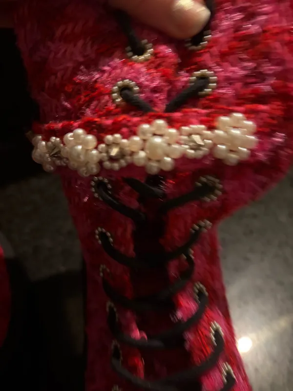 Betsey Johnson pink plaid boots  - Image 4