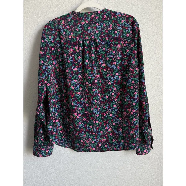 J.Crew Floral Popover Placket Blouse L Whimsygoth Cottagecore Dark Romantic Top - Image 8