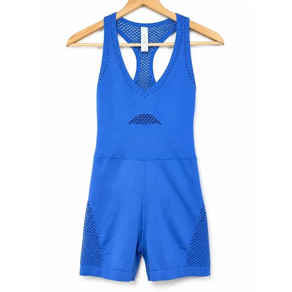 OFFLINE by Aerie Athletic Romper Blue Racerback Seamless Perforated NWOT Small‎ - Image 4
