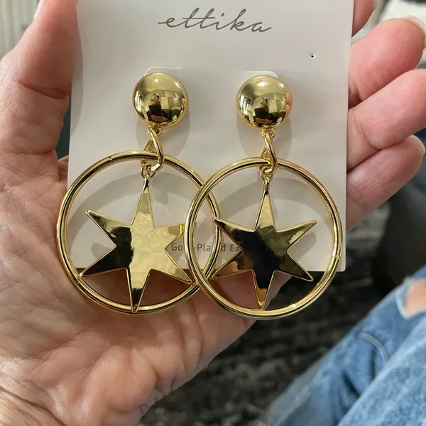 NWT Ettika Star Dangle Hoop Earrings Gold Plated‎ $44 - Image 5