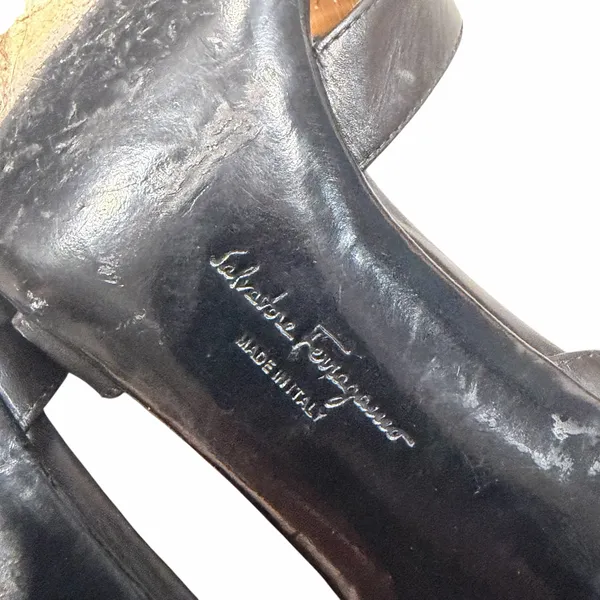 Salvatore Ferragamo Black Leather Pumps Heels Sandals Shoes 9.5 - Image 11