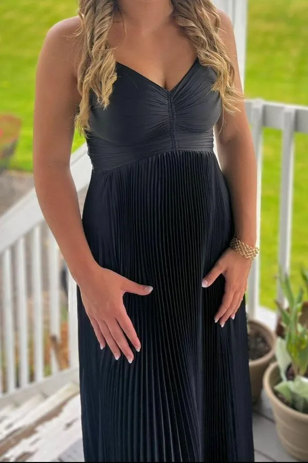 Satin Pleated Maxi Dress - Image 3